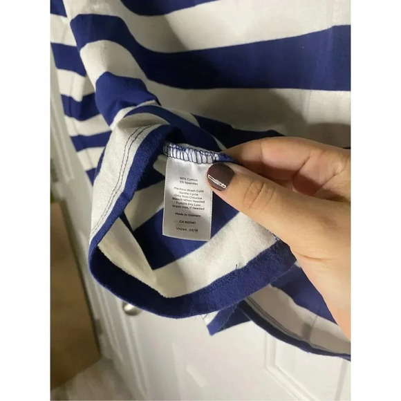 Talbots Navy Stripe Long Sleeve Turtleneck - Picture 4 of 5